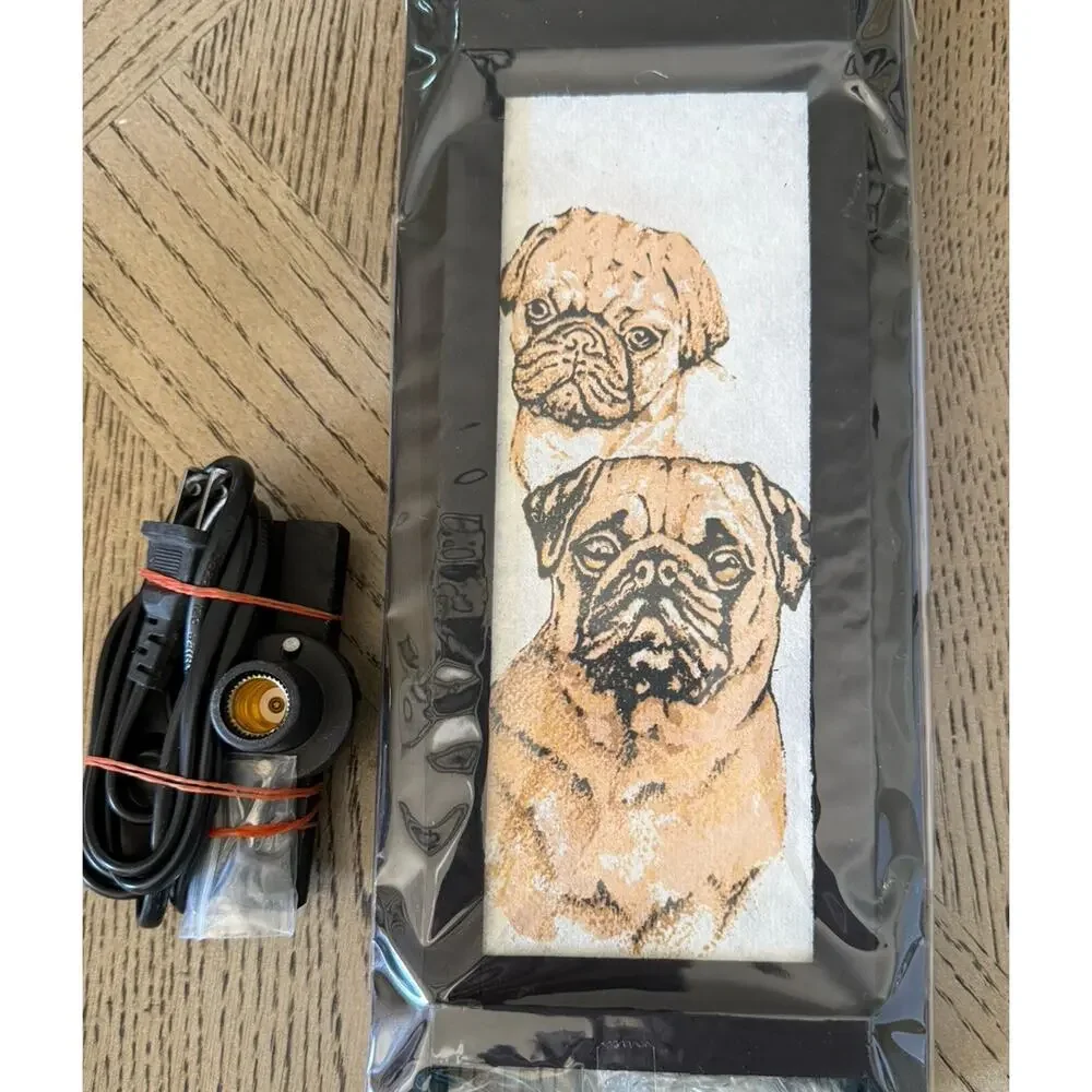 Thai Hand-made Paper And Plastic Frame Pug Dogs Table Lamp 11”